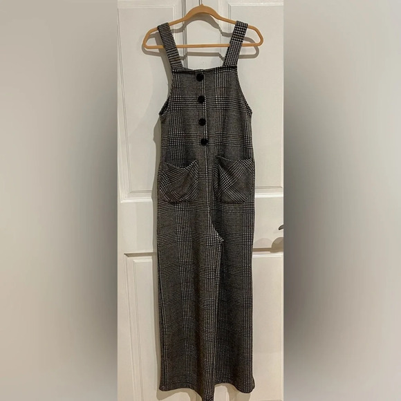 Zara Girls Wide Leg Grey Herringbone Jumpsuit Coverall Size 11-12 - Picture 1 of 9